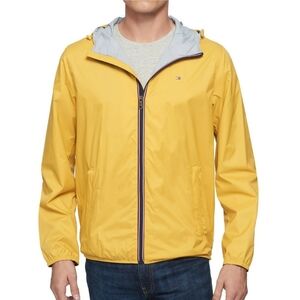 Tommy Hilfiger Jacket Yellow Zip Up Windbreaker Lightweight Mesh Lined Size XL